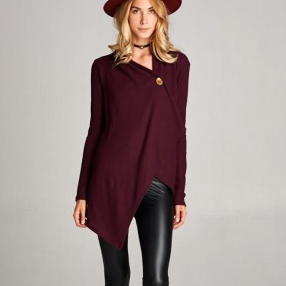 NWT Asymmetrical Faux Suede Elbow Patch Cardigan - Picture 3 of 5